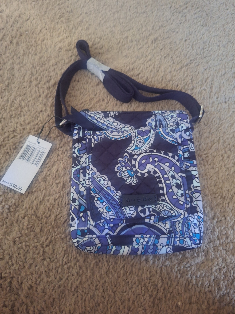 Brand New w/ Tags Vera Bradley Deep Night Pasley Iconic RFID Mini Hipster